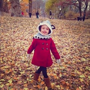 Red Pea Coat for Girls